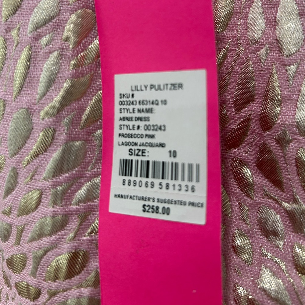 NWT Lilly Pulitzer Abree Pink and Gold Jacquard Dress size 10 - Picture 5 of 5